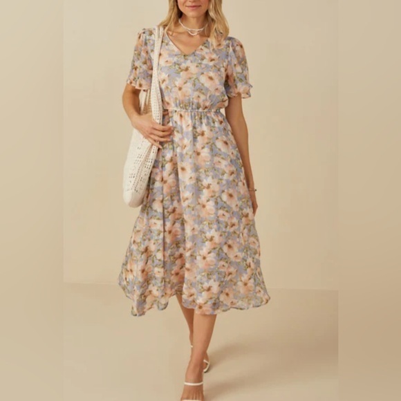 Hayden Dresses & Skirts - Hayden Pastel Floral Midi Dress